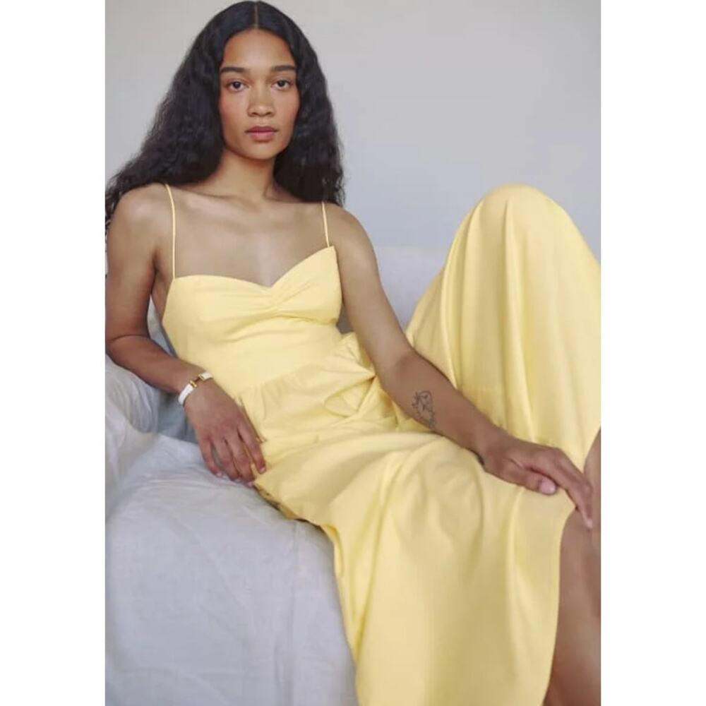NWOT Reformation Yellow Maxi Dress Spaghetti Strap Cutout Back Womens Small